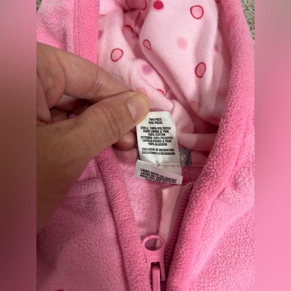 Vintage Baby Girl Carter’s Fleece Hooded Zip Up Bear 6 months - Picture 6 of 7